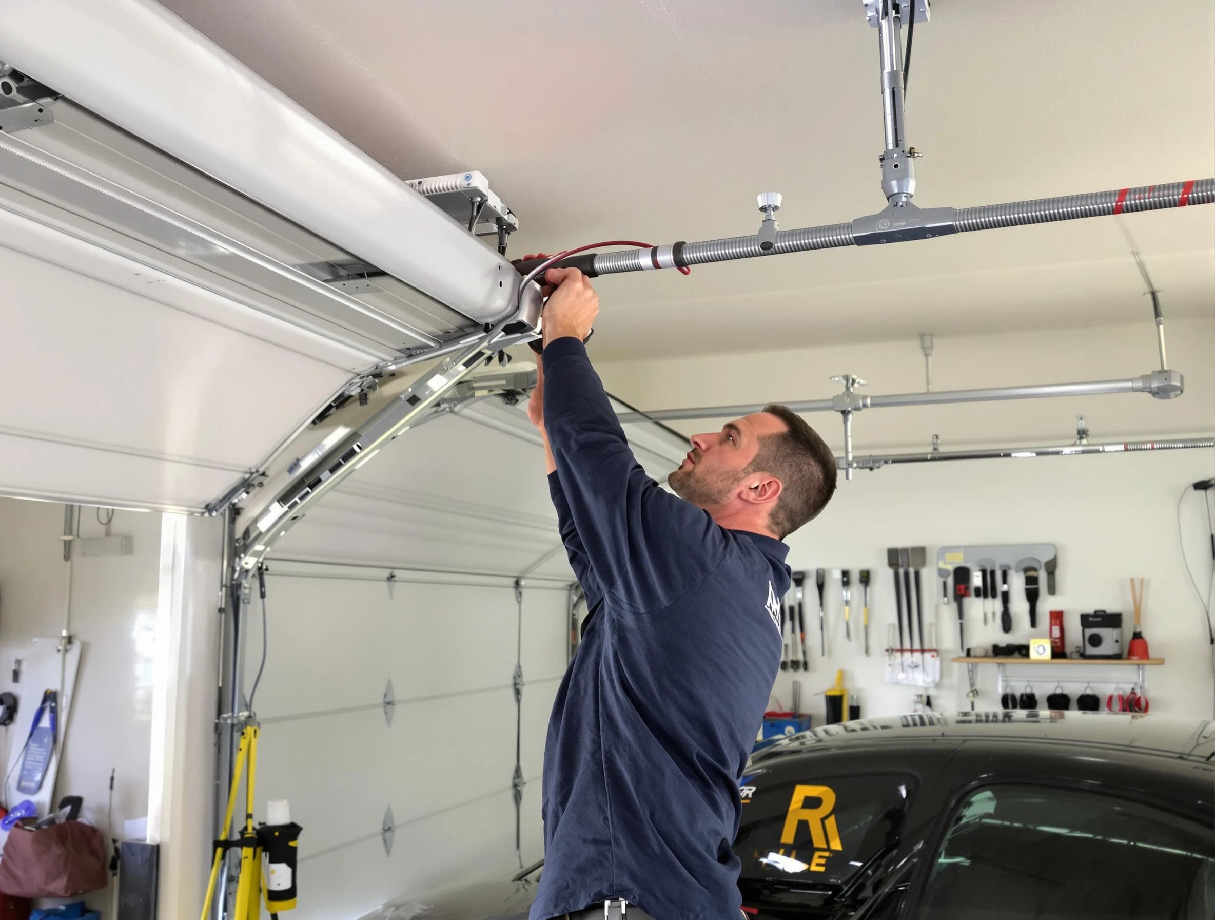 Lehi Garage Door Repair technician performing garage door cable repair in Lehi