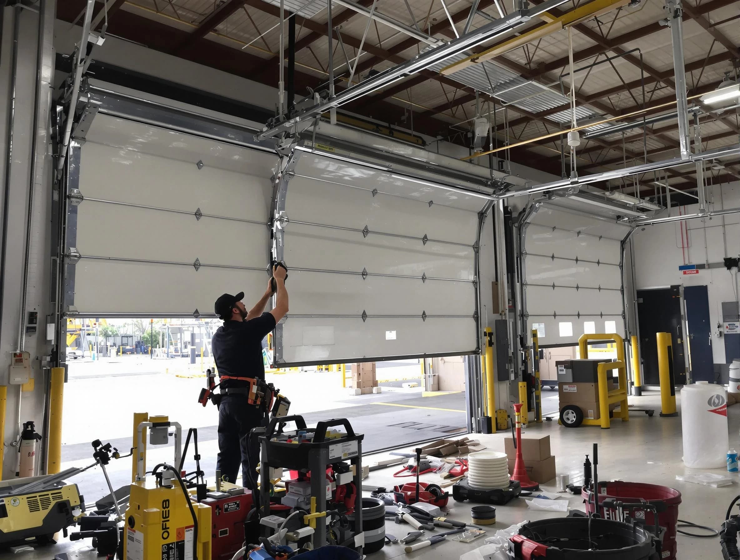 Lehi Garage Door Repair technician performing commercial garage door repair in Lehi