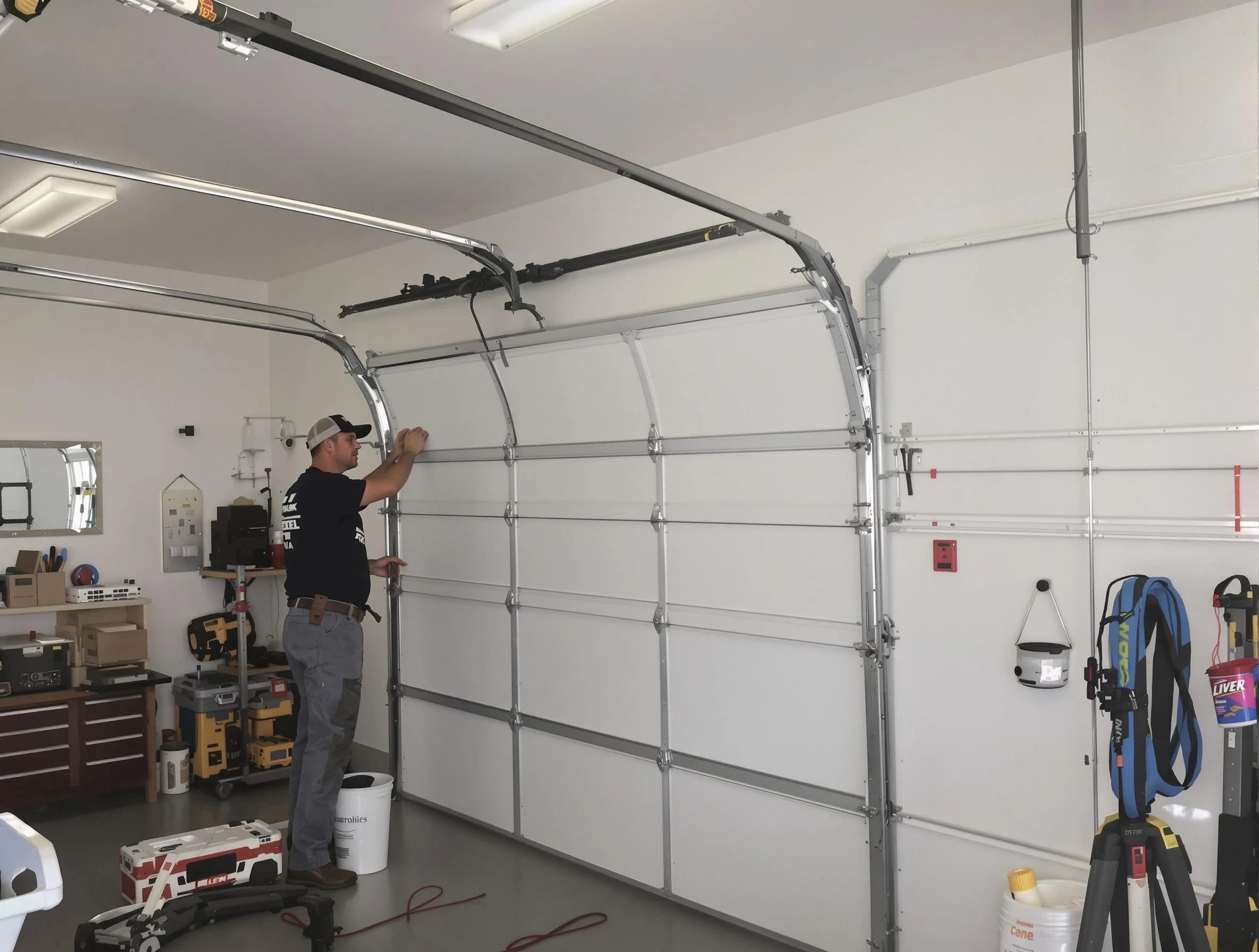 Lehi Garage Door Repair team installing new garage door in Lehi