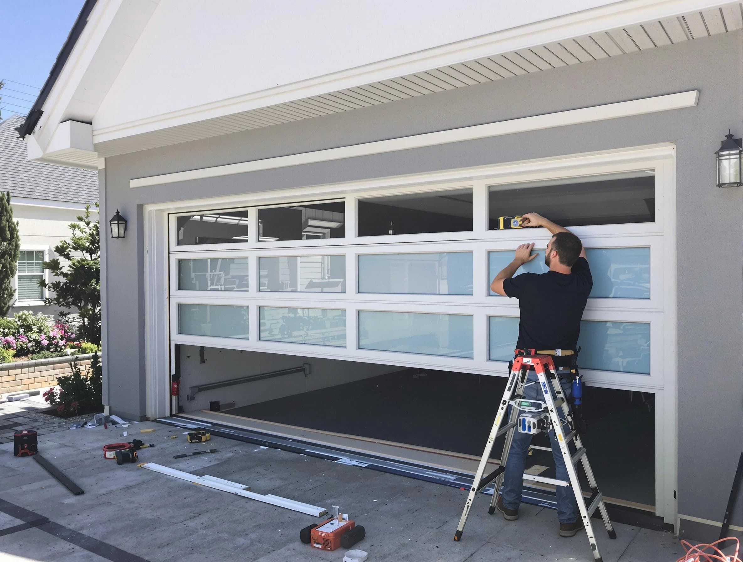 Lehi Garage Door Repair team performing garage door replacement in Lehi