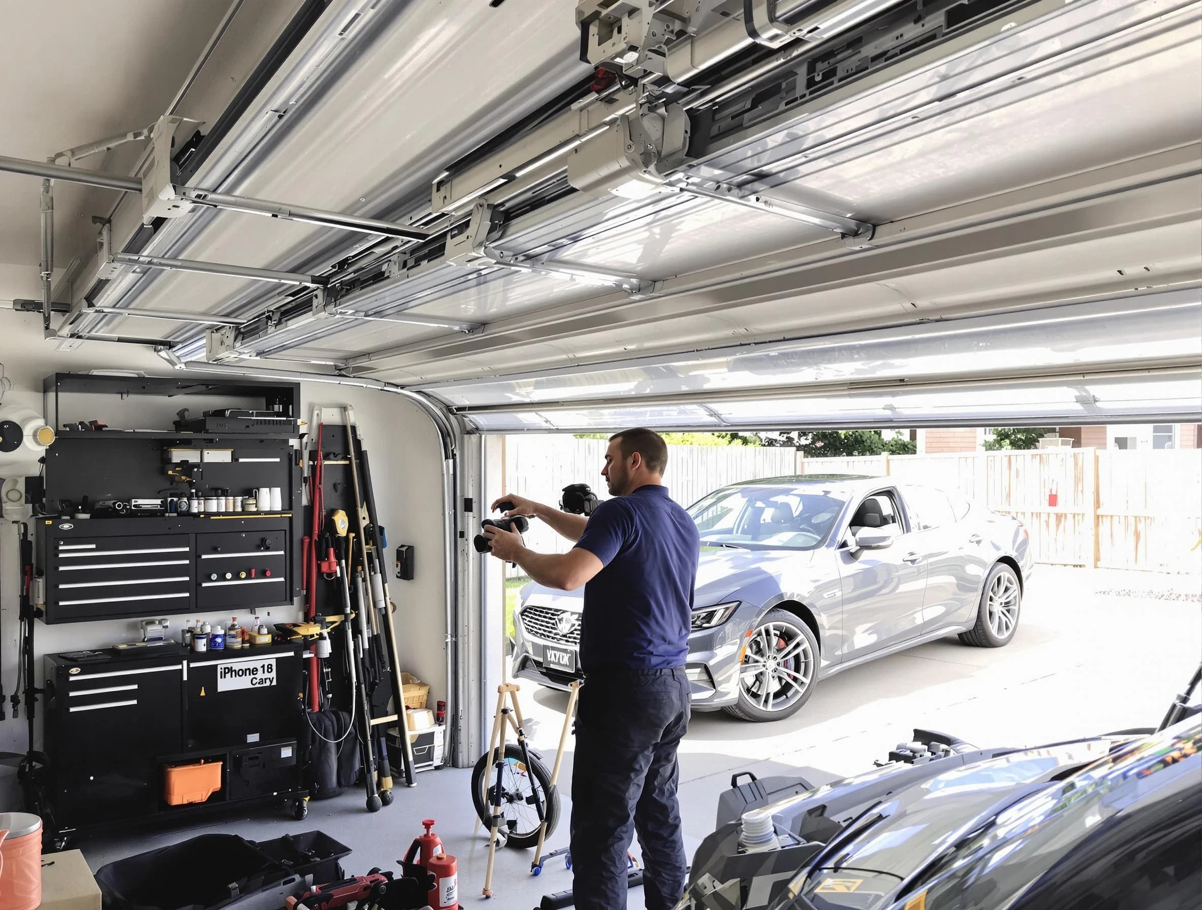 Lehi Garage Door Repair technician fixing noisy garage door in Lehi