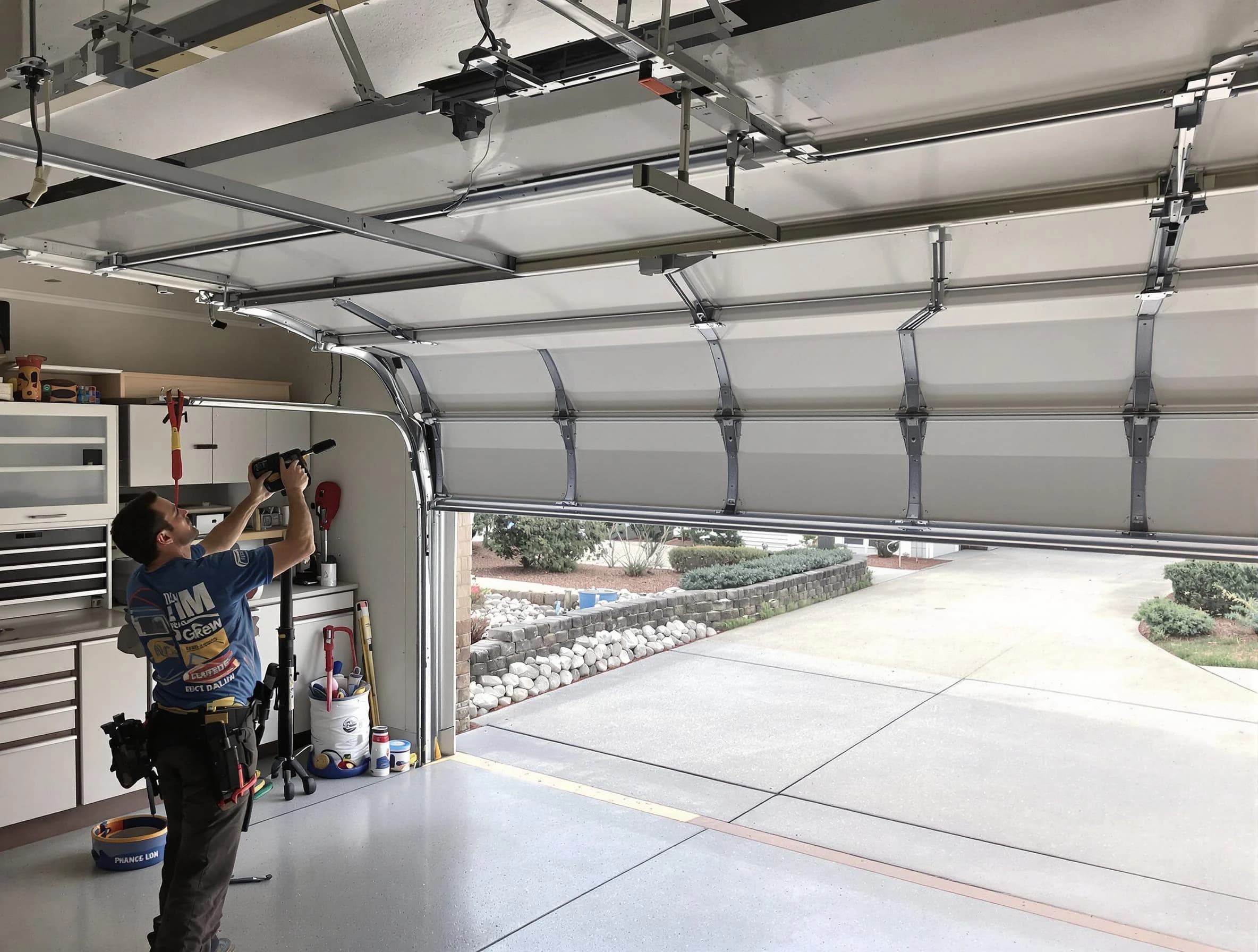 Garage door track repair service by Lehi Garage Door Repair in Lehi