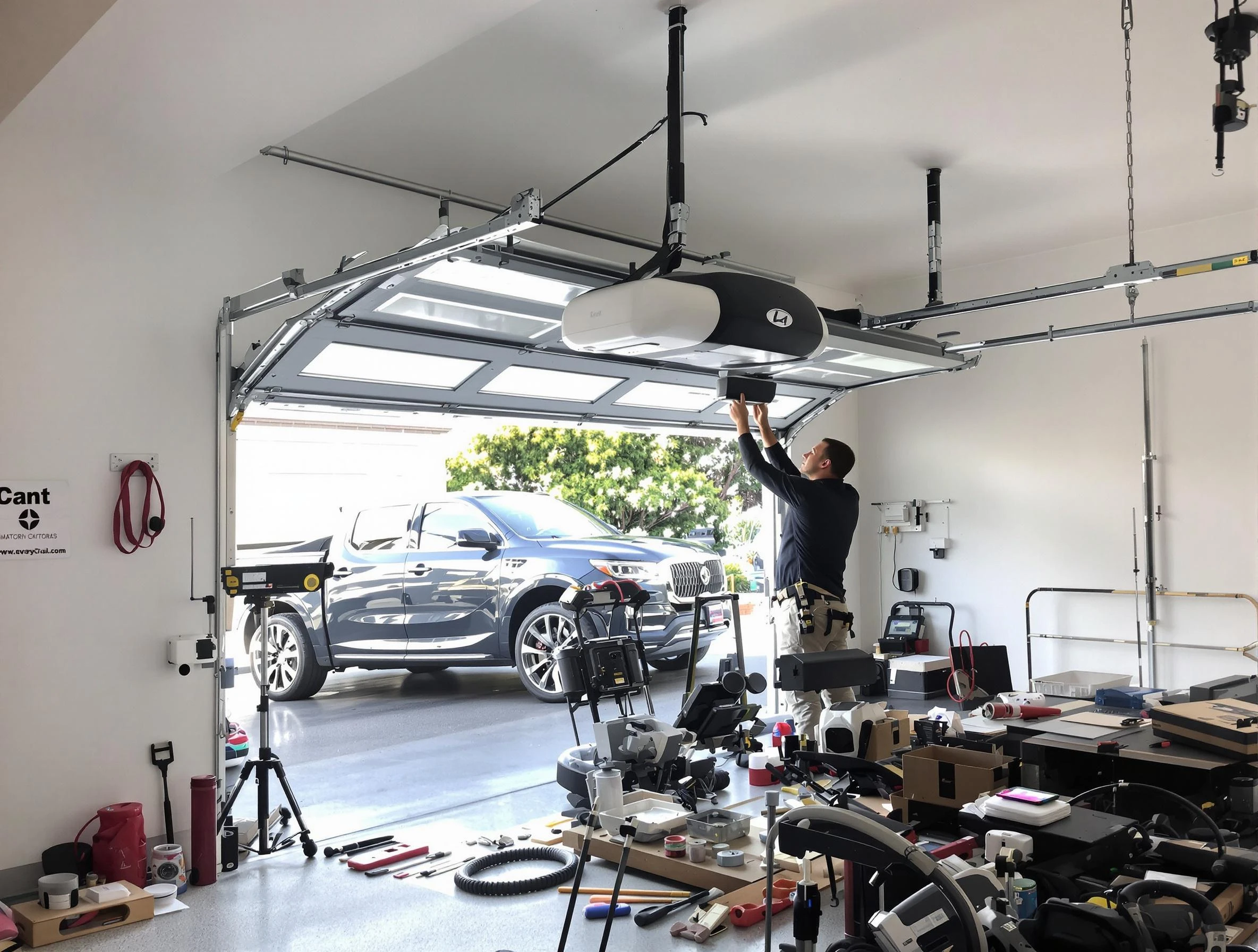 Lehi Garage Door Repair specialist installing smart garage door opener system in Lehi home