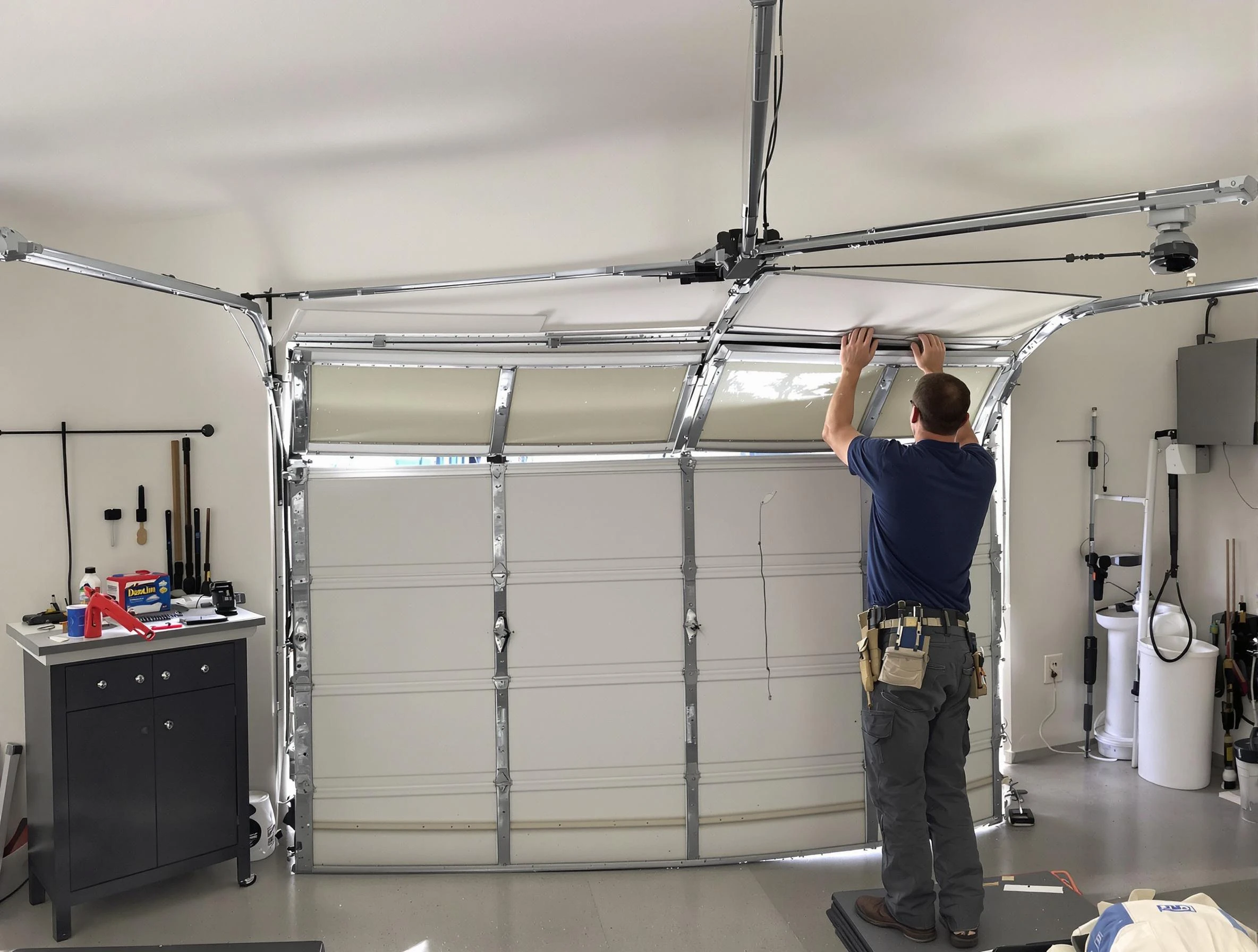 Lehi Garage Door Repair specialist performing precise section replacement on Lehi garage door
